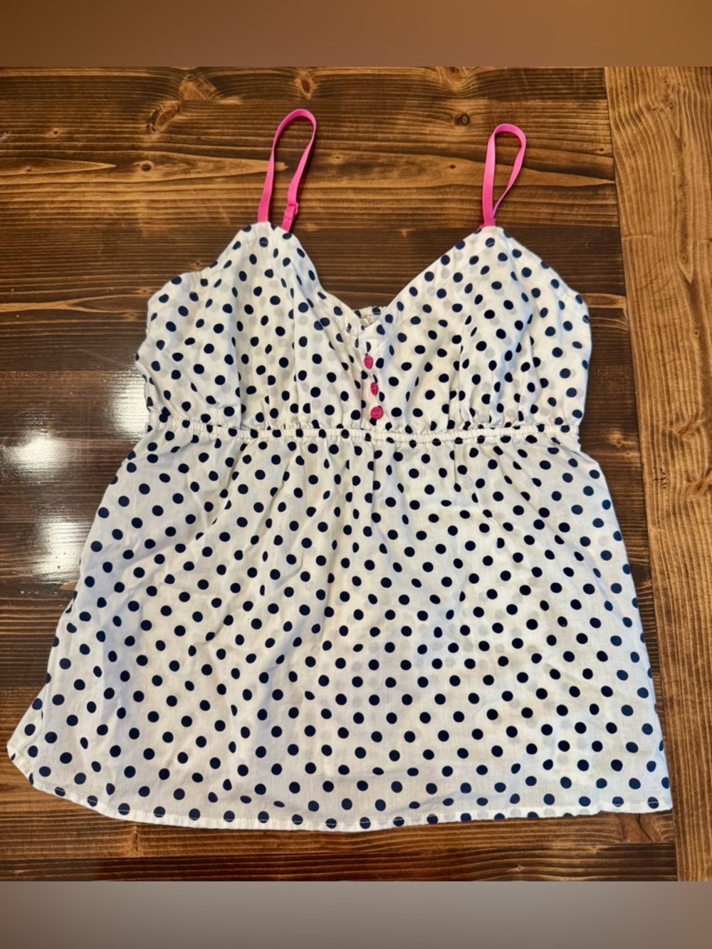 GAP White Polka Dot Camisole with Pink Details Size S